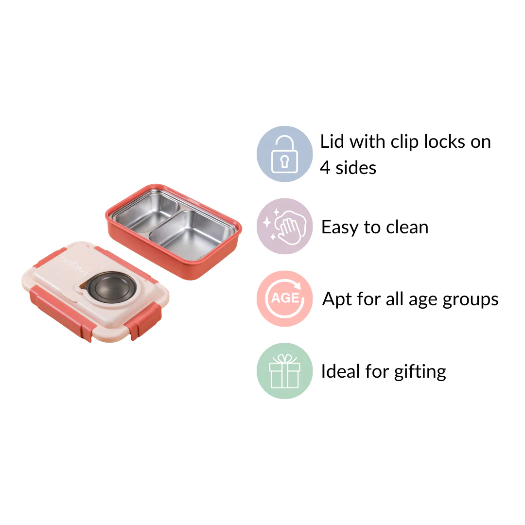 Bento Lunch Box With 4 Compartments Pink 1000ml - Image 7
