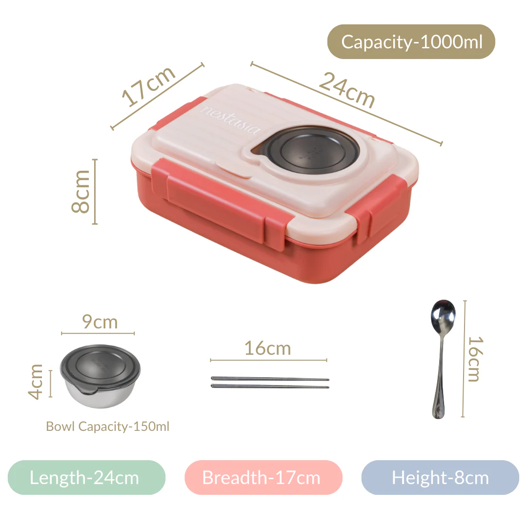 Bento Lunch Box With 4 Compartments Pink 1000ml - Image 8