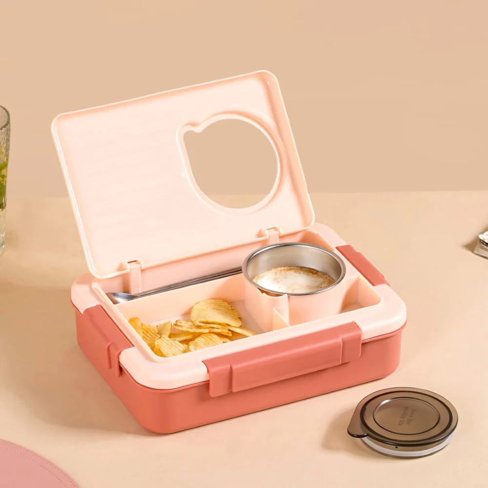 Bento Lunch Box With 4 Compartments Pink 1000ml - Image 9
