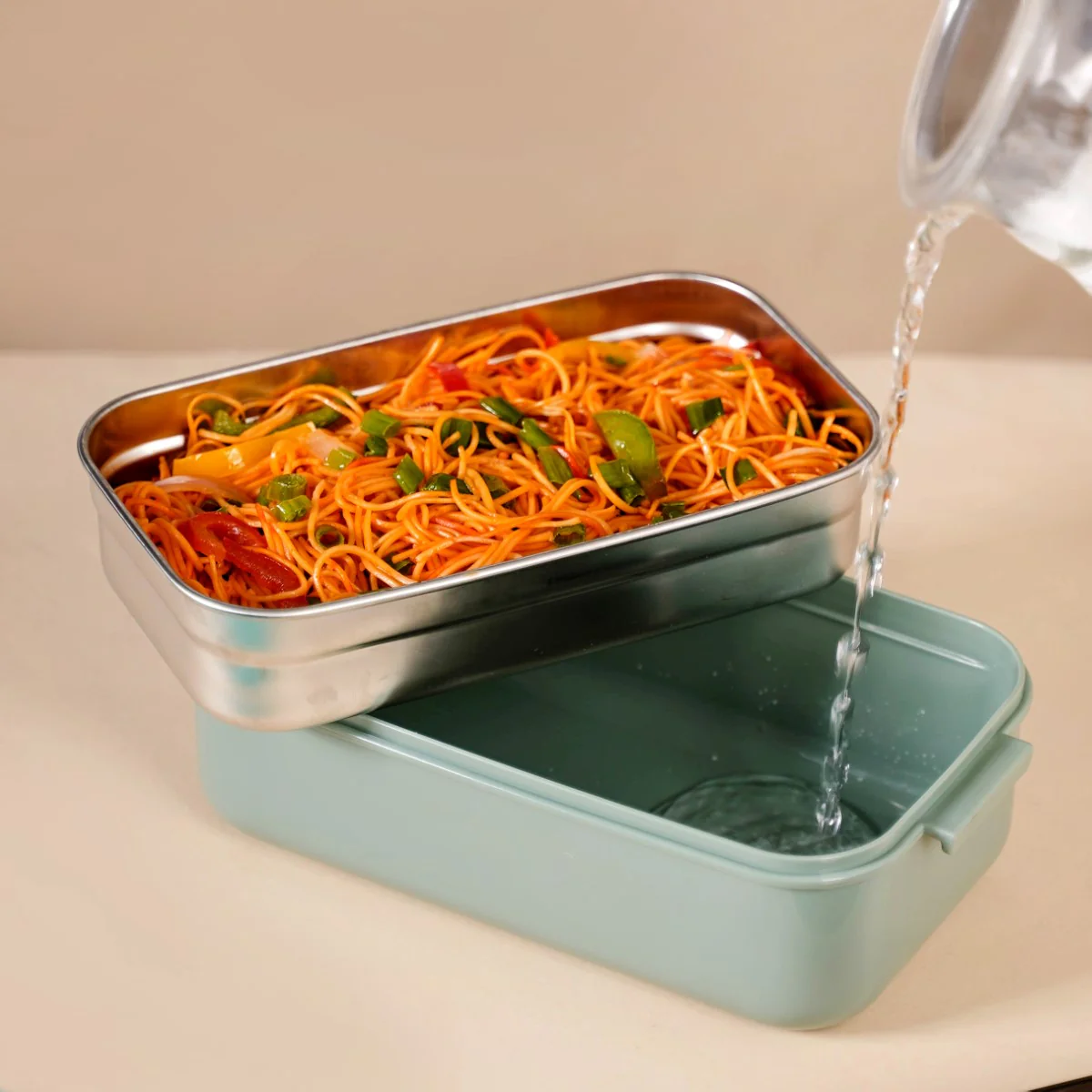 Bento Lunch Box With Mobile Holder Green 1050ml - Image 12