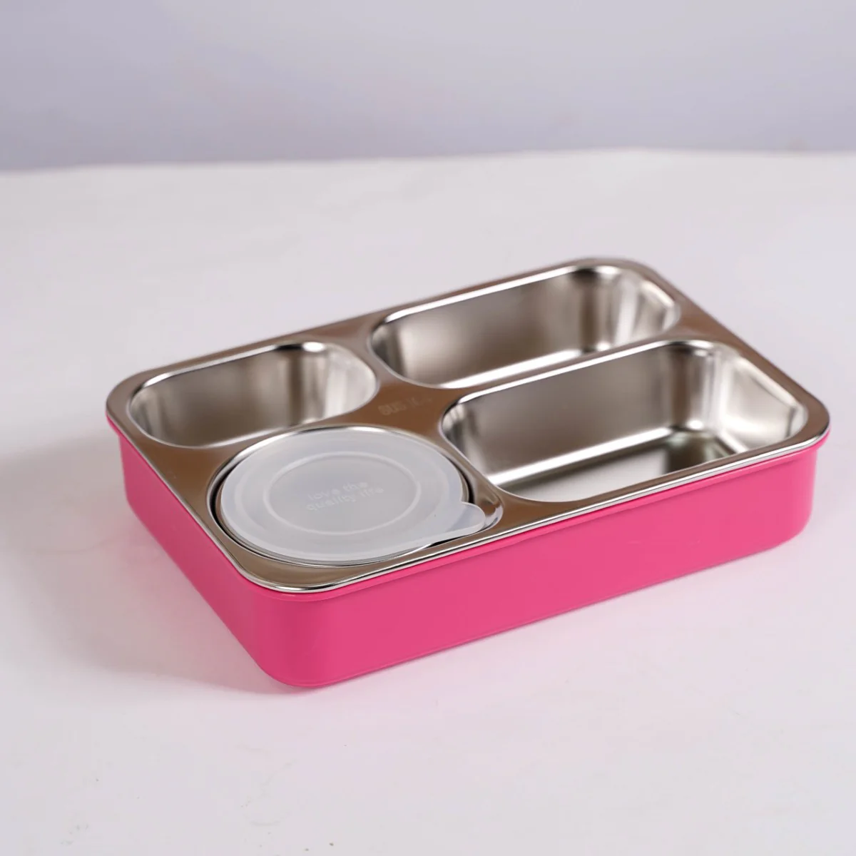 Bento Pink 4 Grid Stainless Steel Lunch Box For Office 950ml - Image 21