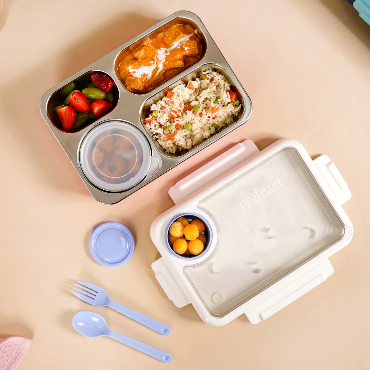 Bento Pink 4 Grid Stainless Steel Lunch Box For Office 950ml - Image 7