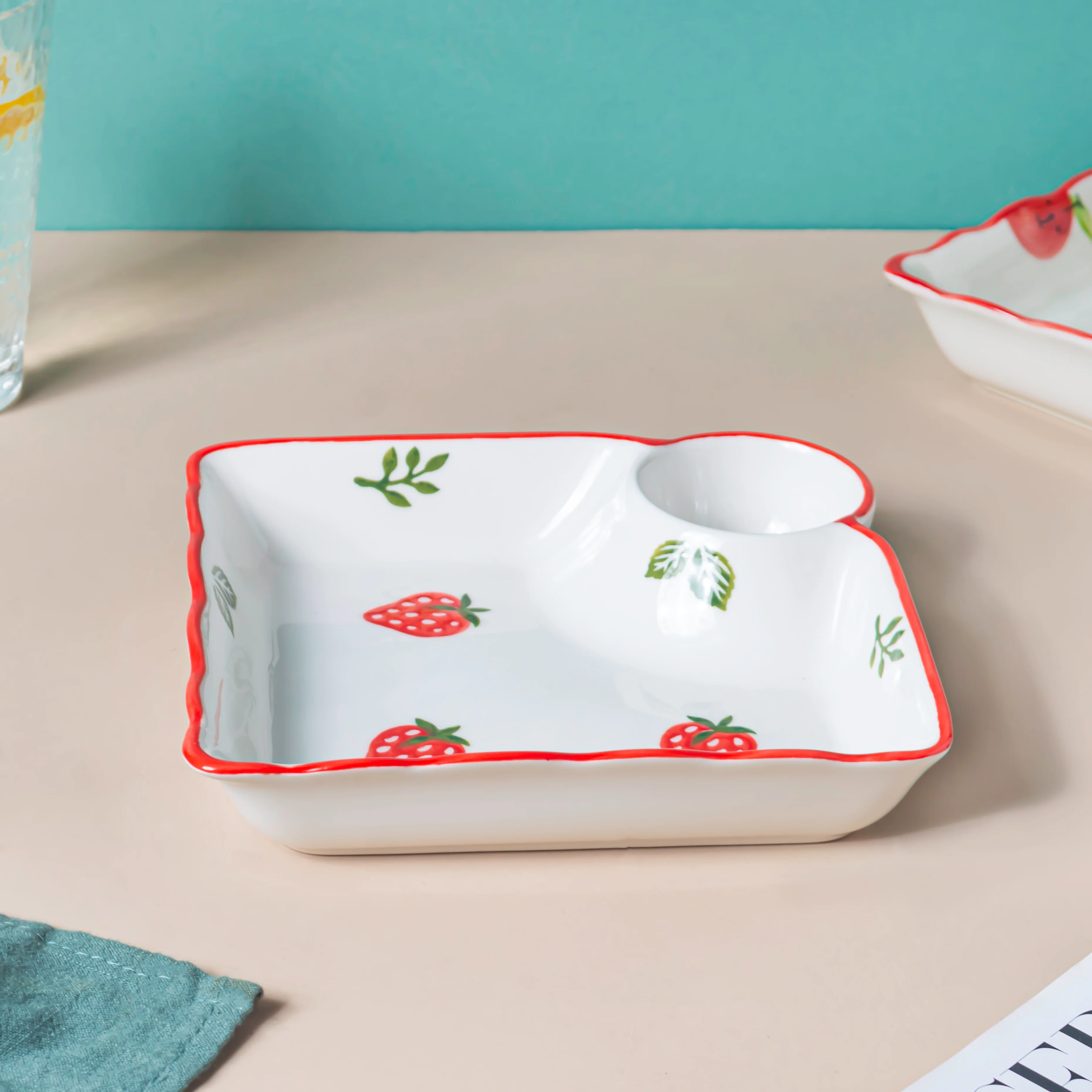 Berry Cute Strawberry Sectioned Plate Red - Image 7