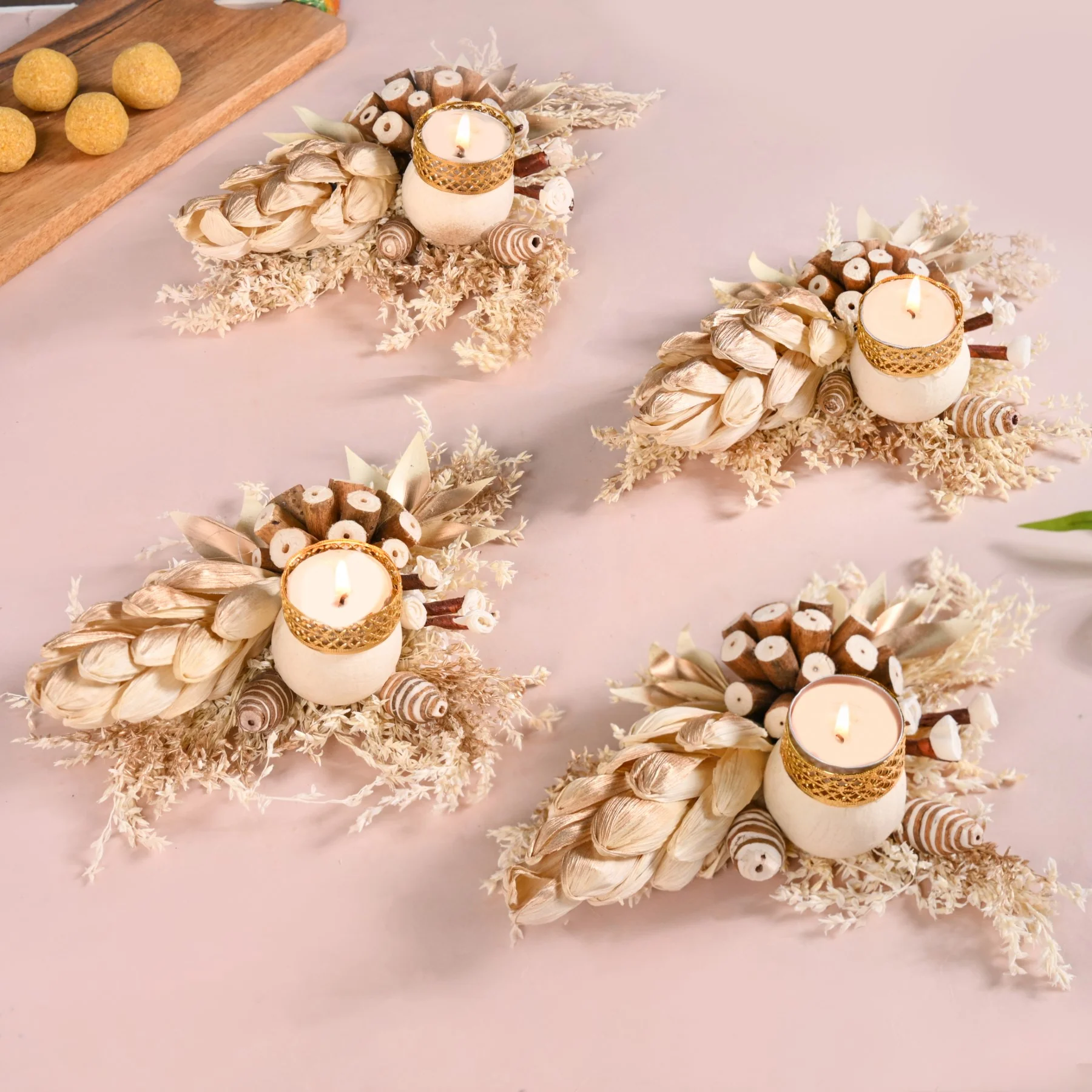BioBloom Organic Tea Light Candle Holder Set Of 4 - Image 9