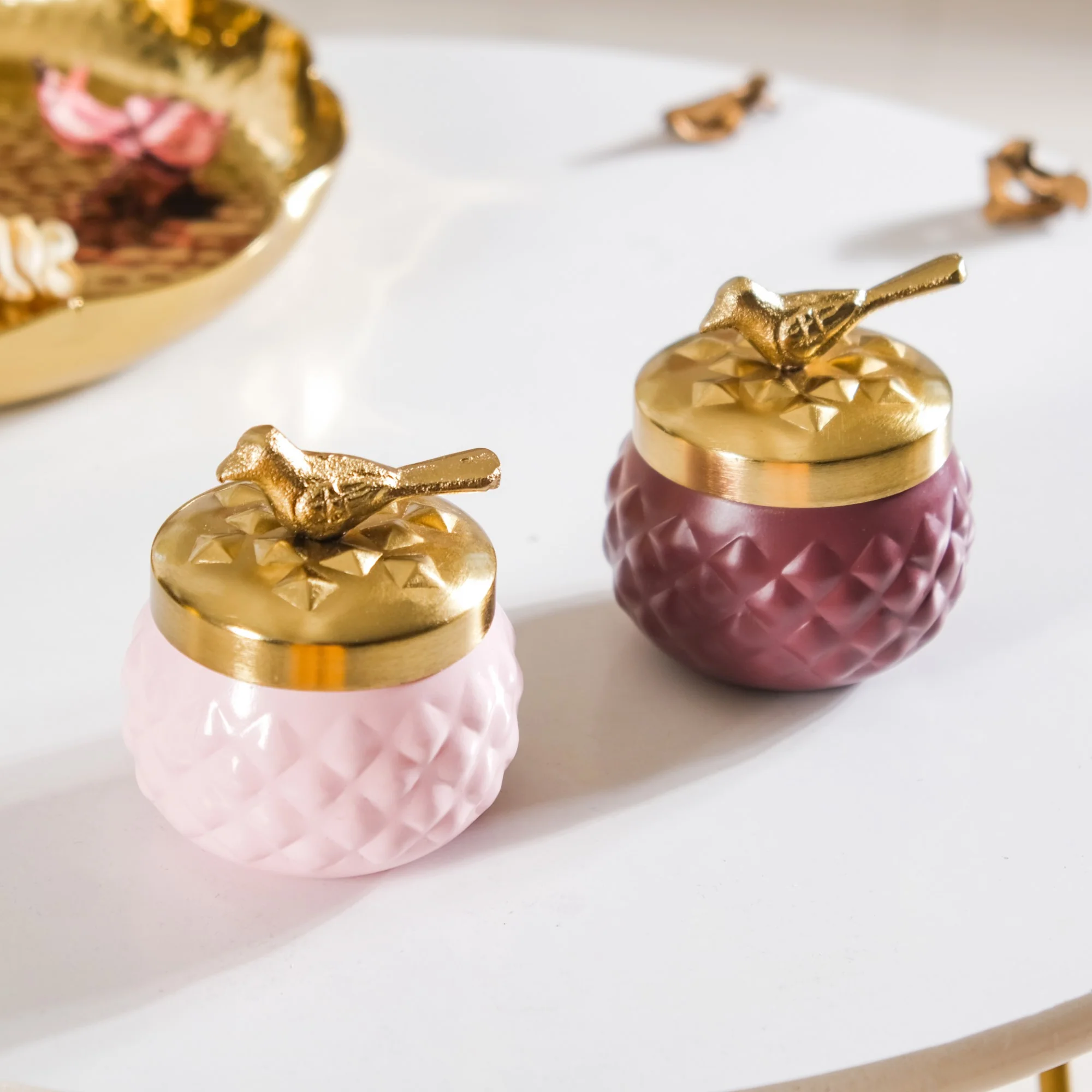 Bird Metal Jar With Lid Set of 2 - Image 4