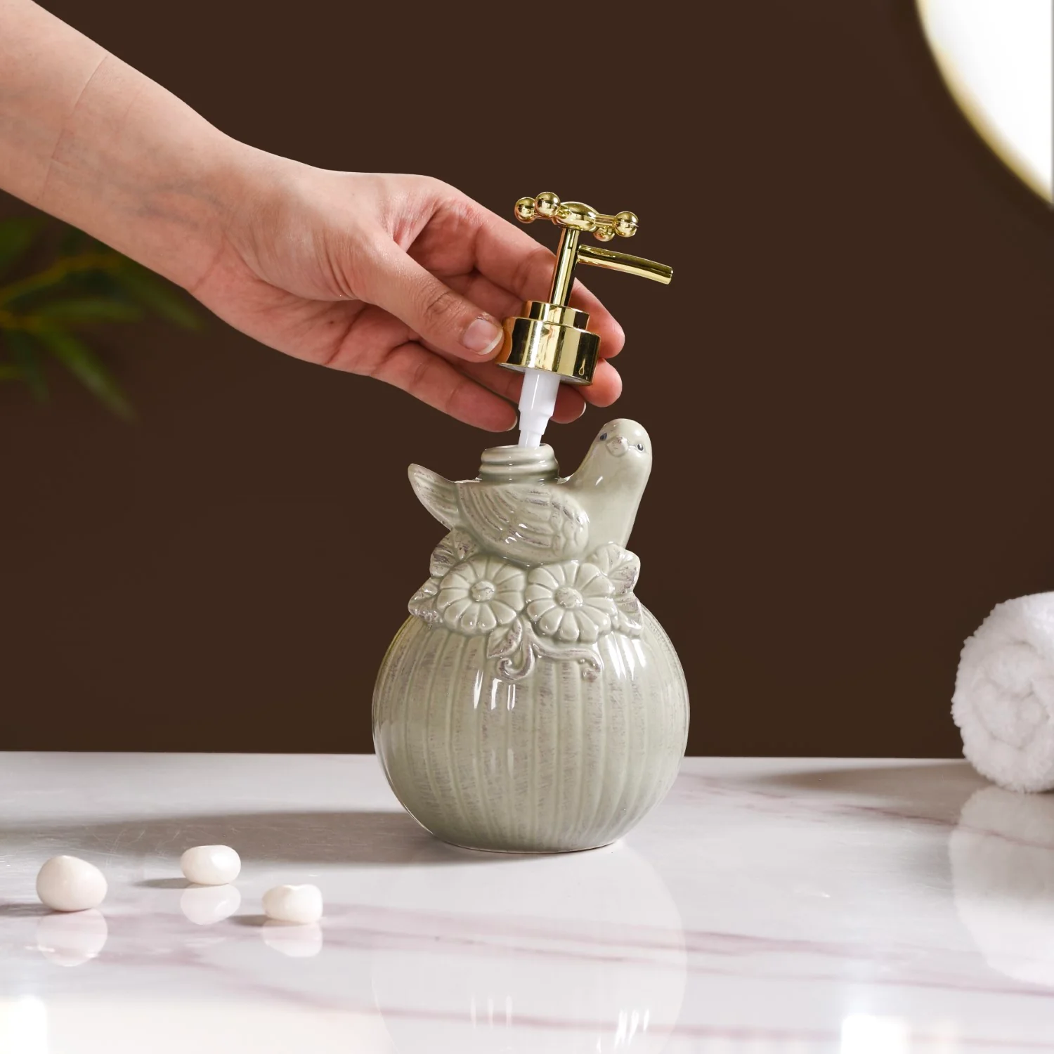 Bird Shape Liquid Soap Dispenser Grey - Image 3