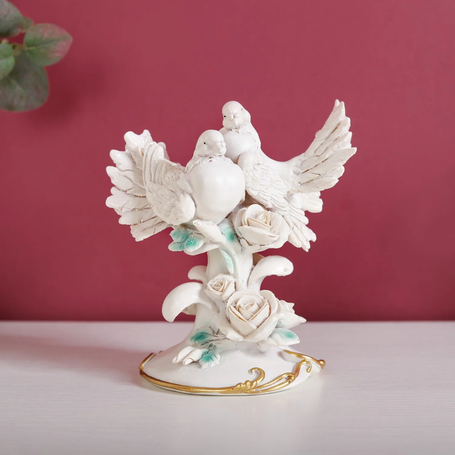 Birds Couple Figurine For Home Decor White - Image 5