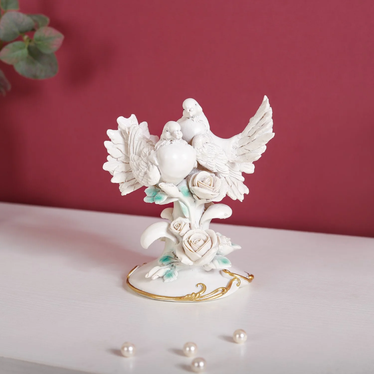 Birds Couple Figurine For Home Decor White - Image 9