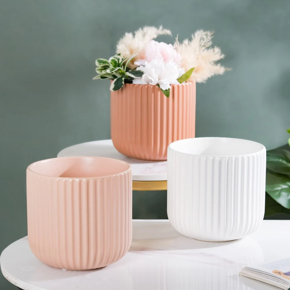 Biscuit Brown Fluted Vase Large - Image 9