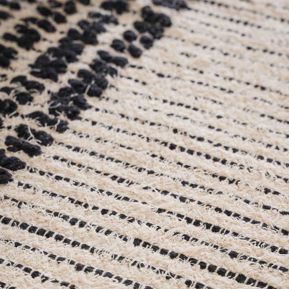 Black and Beige Hand Woven Carpet for Living Room - Image 13