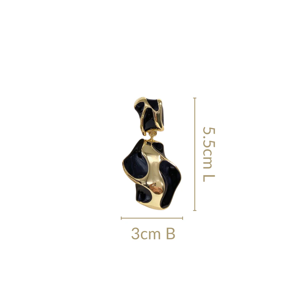Black And Gold Abstract Danglers - Image 3