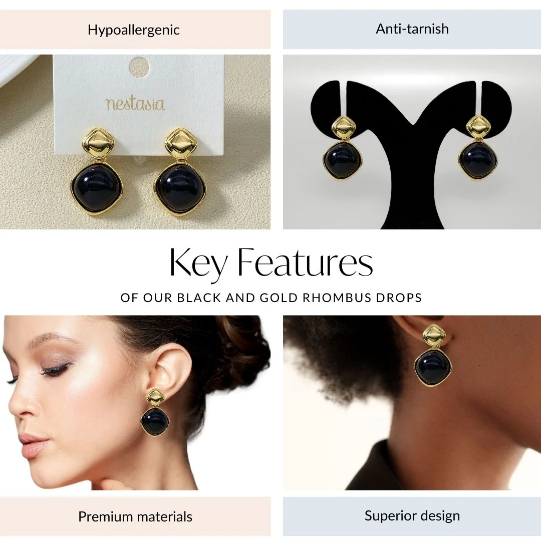 Black And Gold Rhombus Drops - Image 4