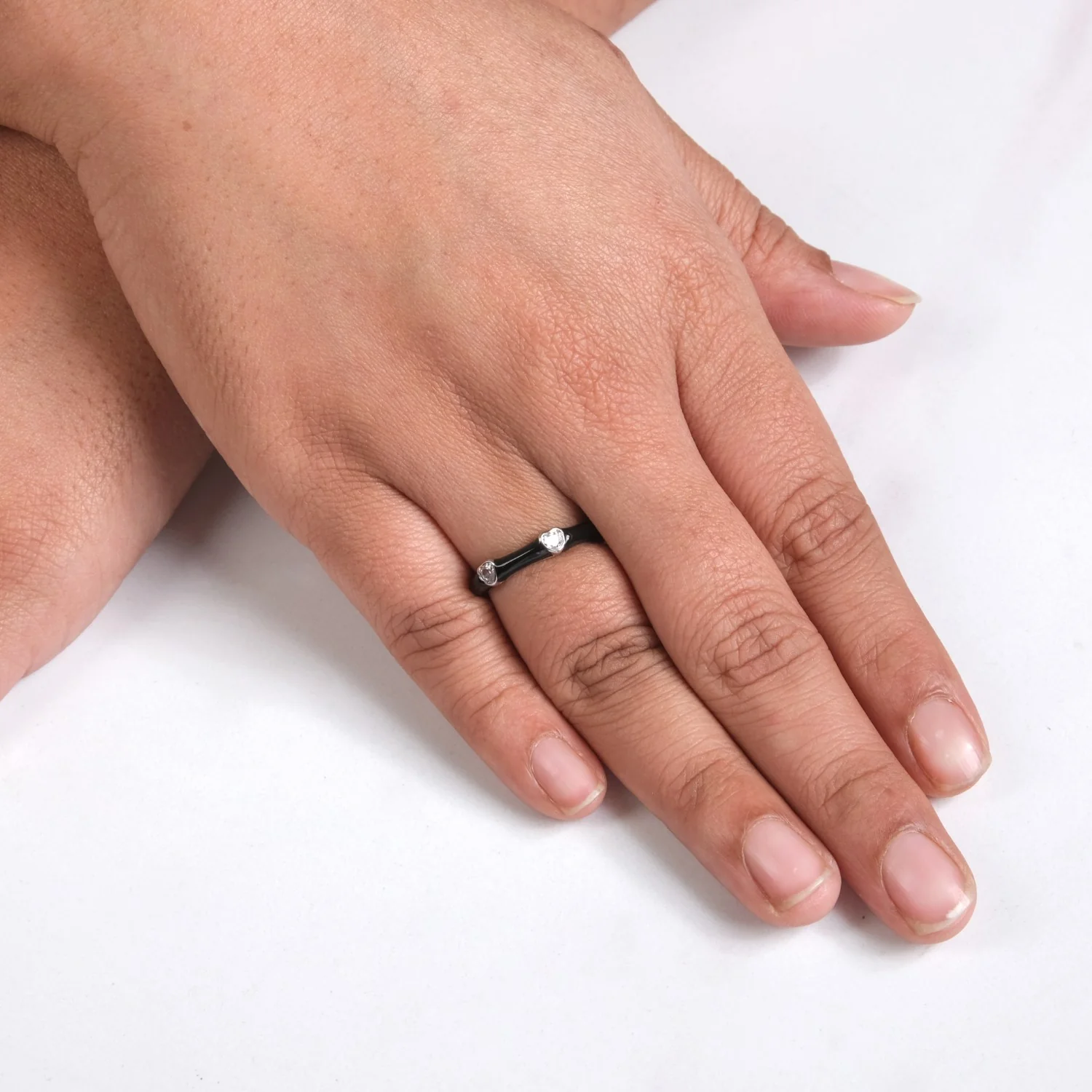 Black And Silver Statement Stone Ring - Image 2