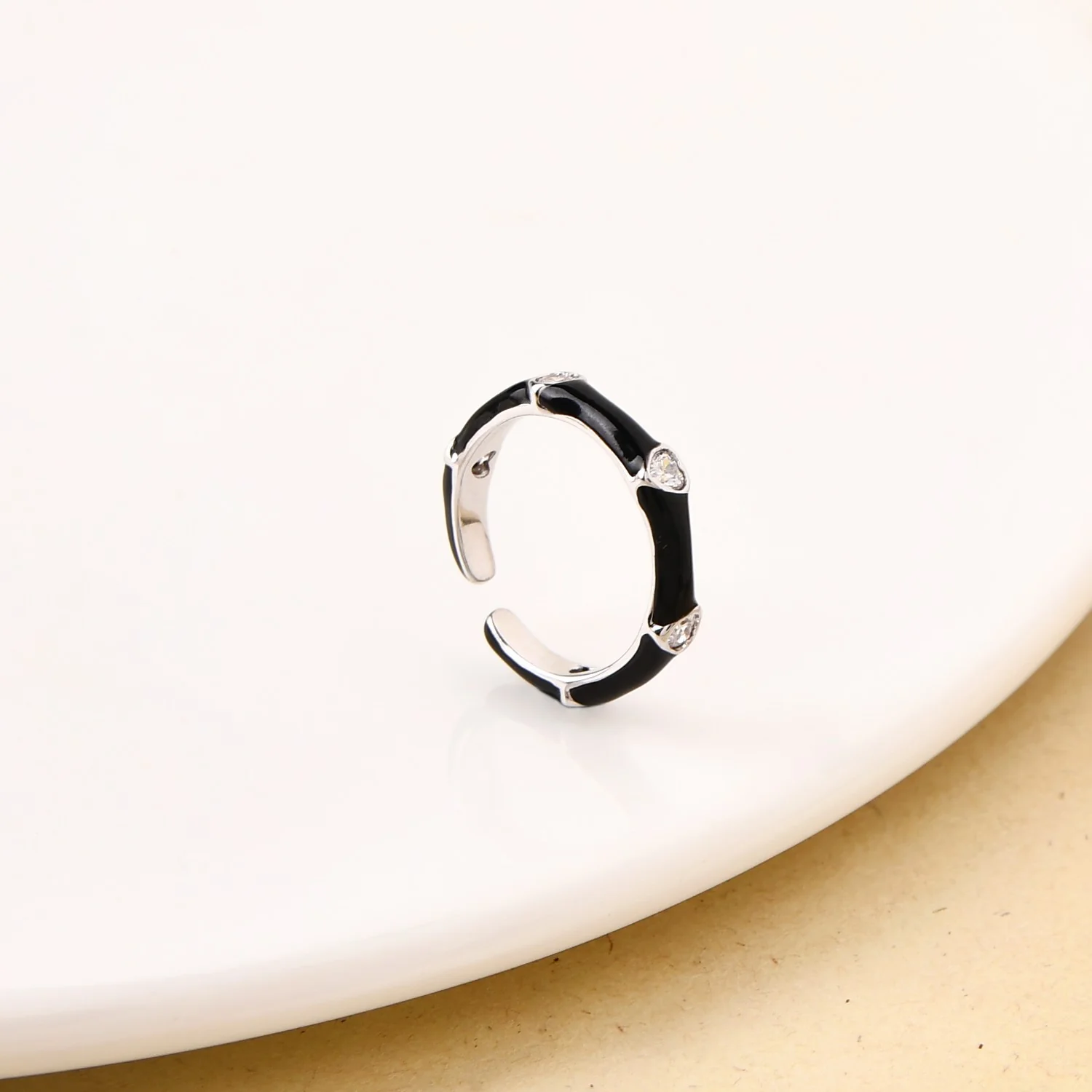 Black And Silver Statement Stone Ring - Image 5