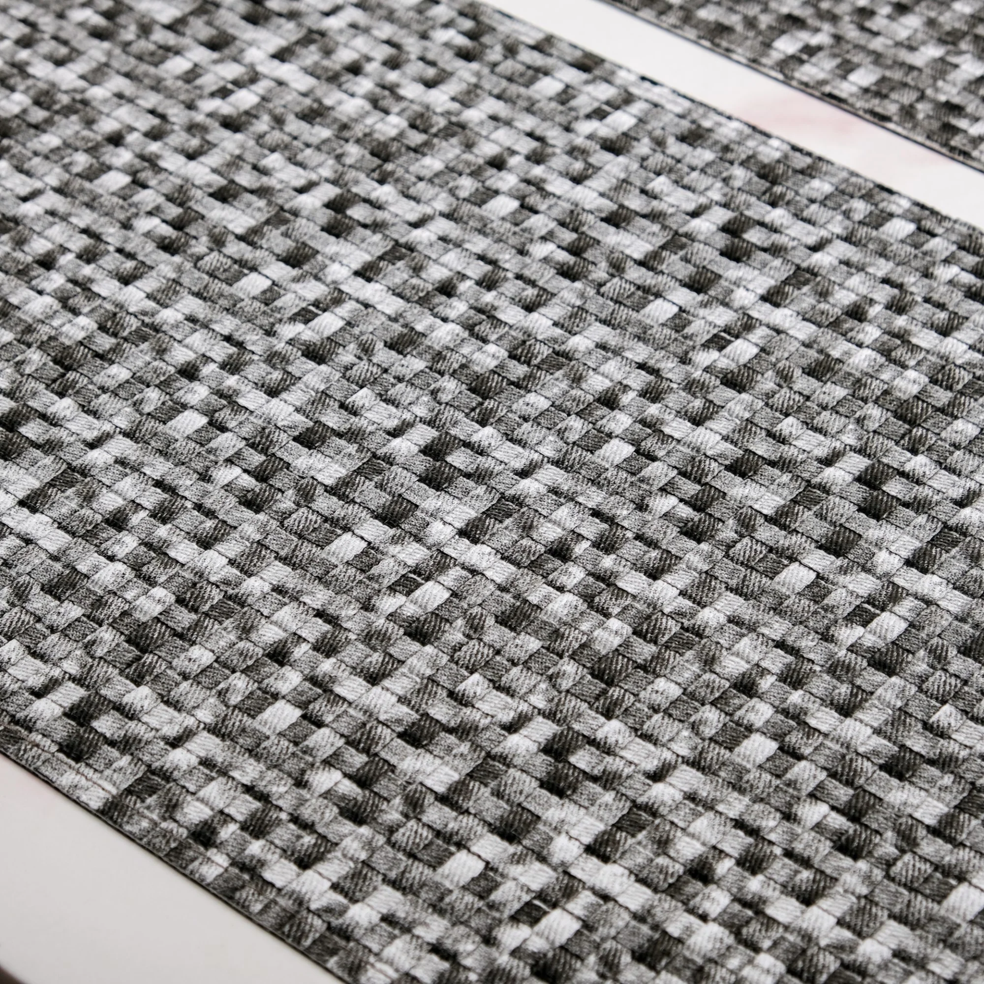 Black And White Intrecciato Weave Rectangular Table Mat Set Of 6 - Image 3