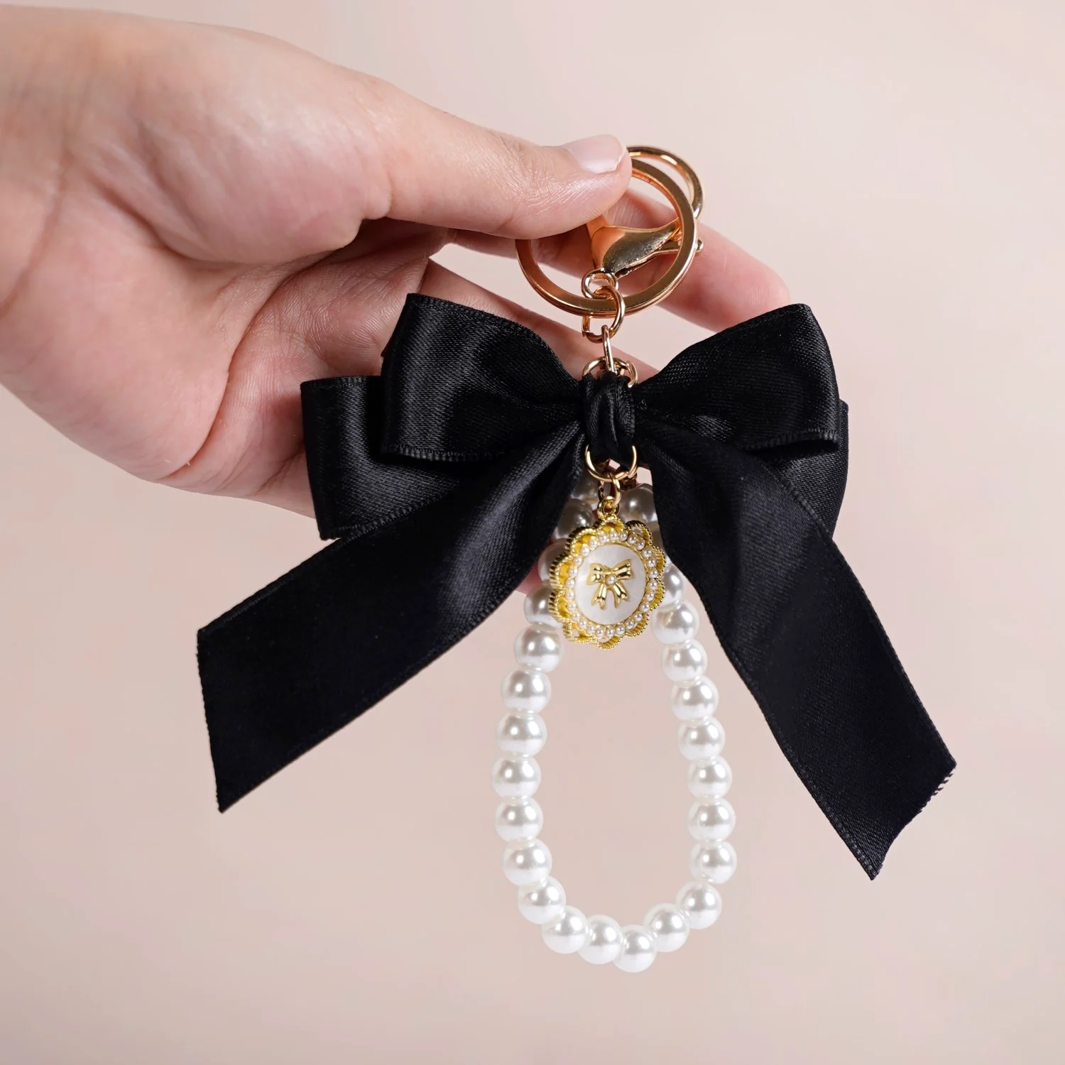 Black Beauty Bow Charm Keychain - Image 2