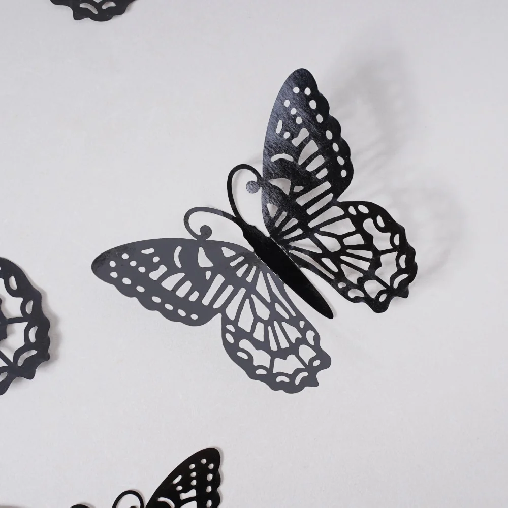Black Butterfly 3D Wall Stickers Set Of 12 - Image 3