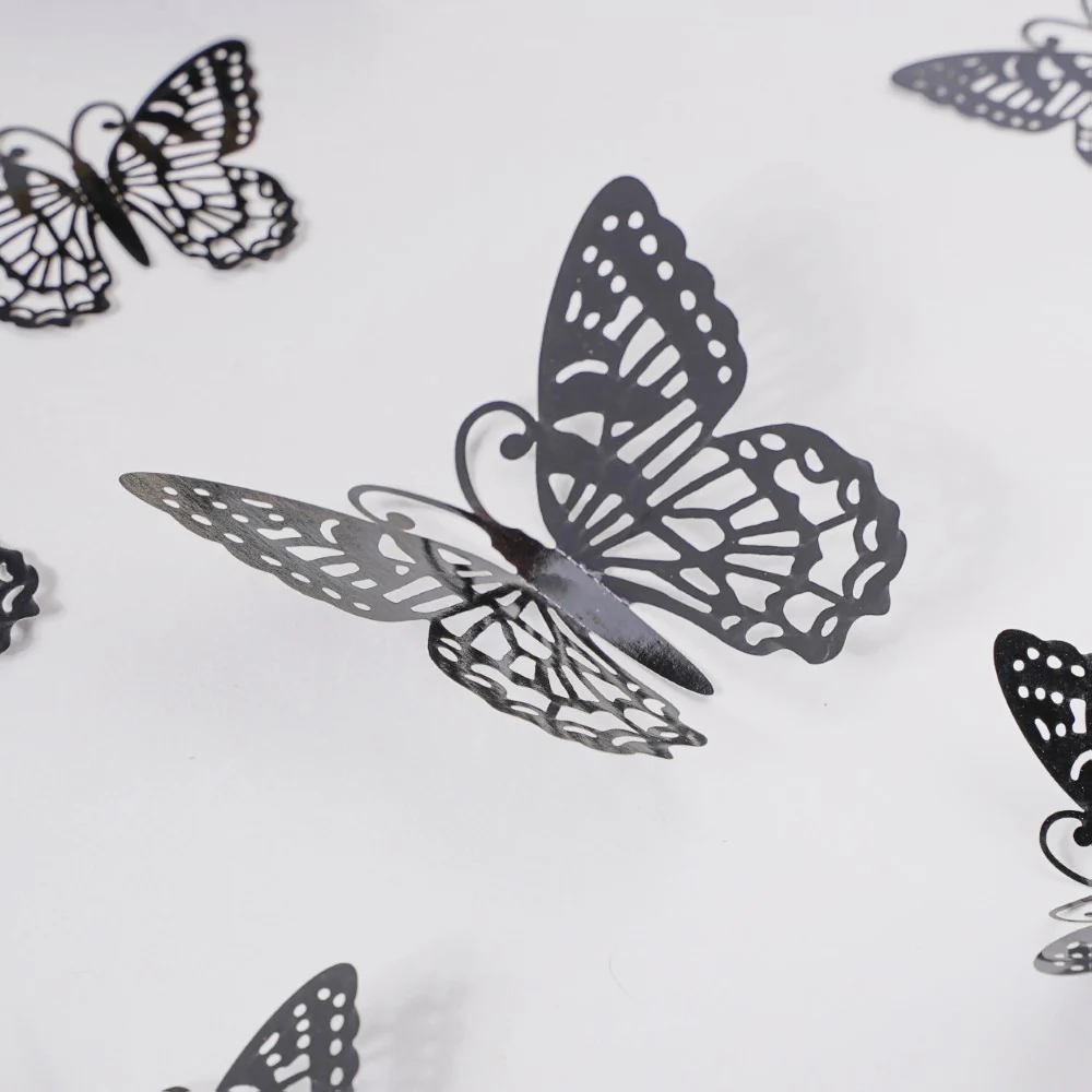Black Butterfly 3D Wall Stickers Set Of 12 - Image 4