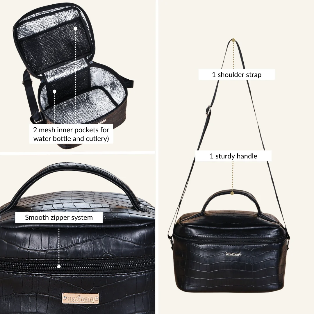 Black Croco Insulated Lunch Bag - Image 6