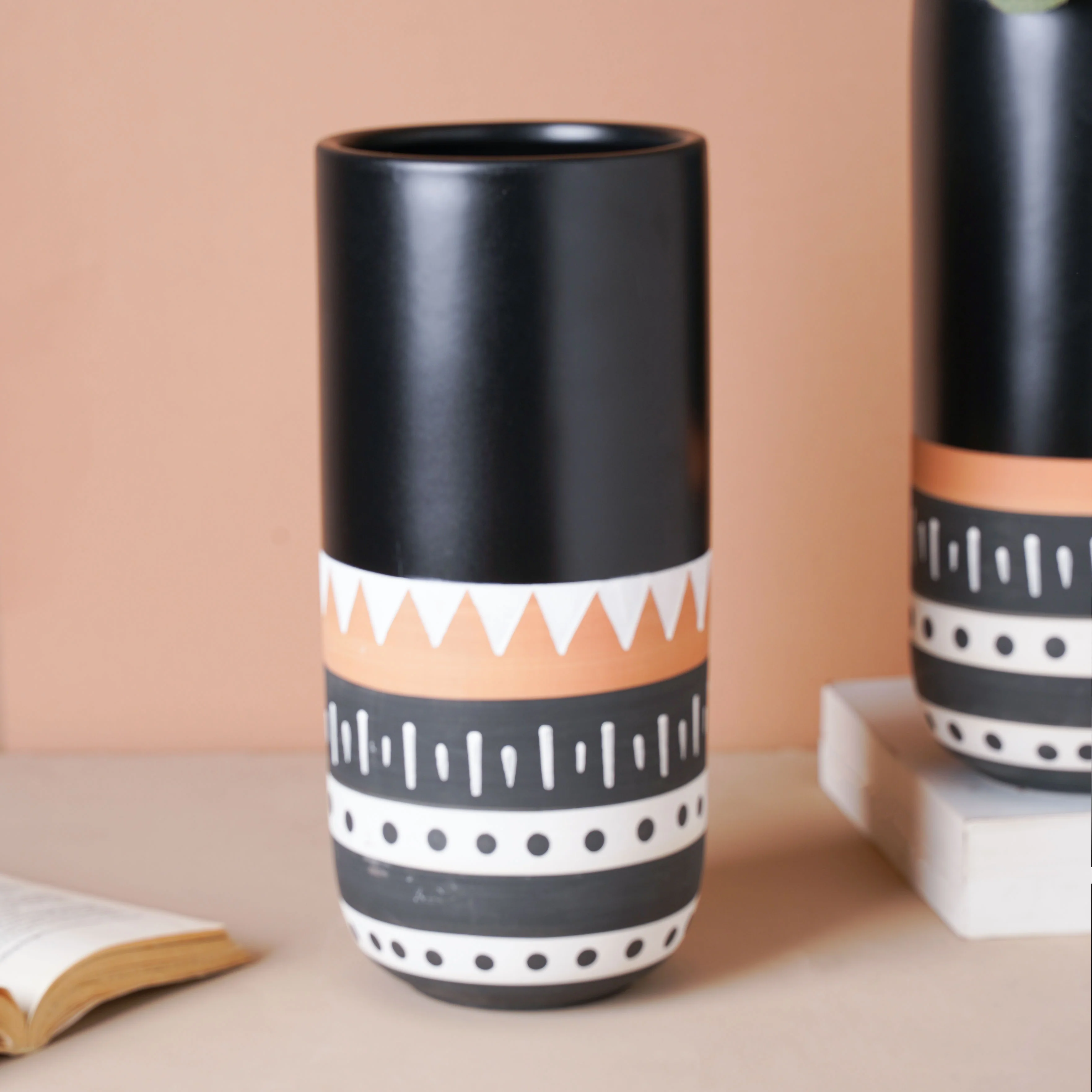 Black Ethnic Flute Vase - Image 4