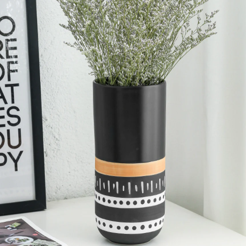 Black Ethnic Flute Vase - Image 7