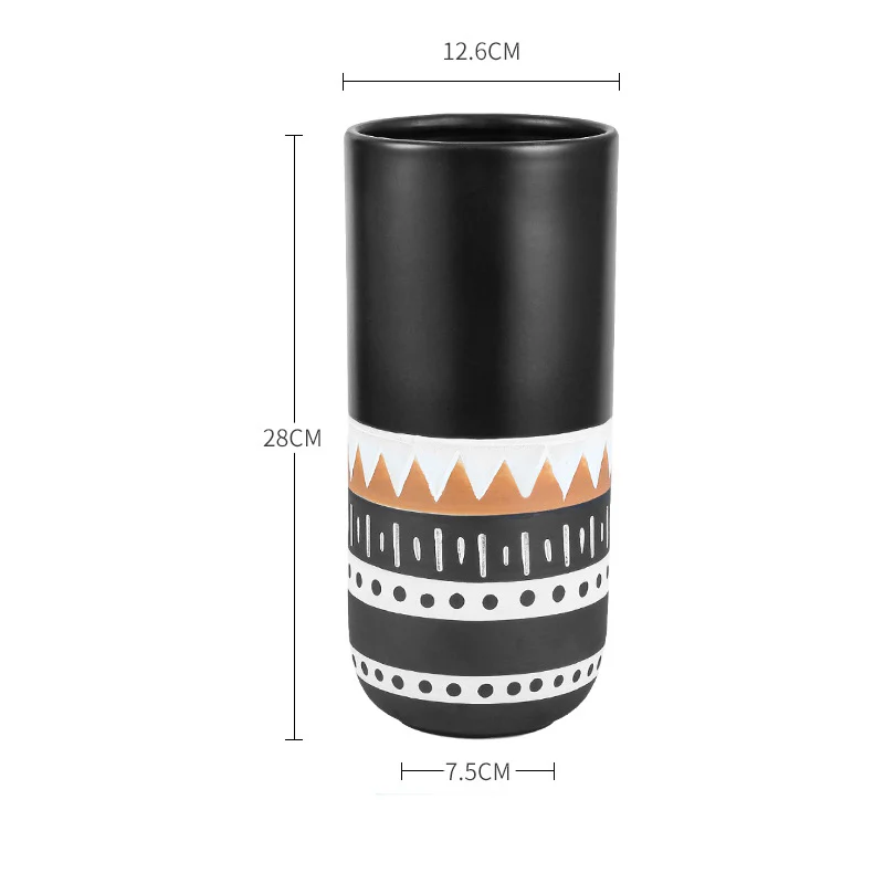 Black Ethnic Flute Vase - Image 8