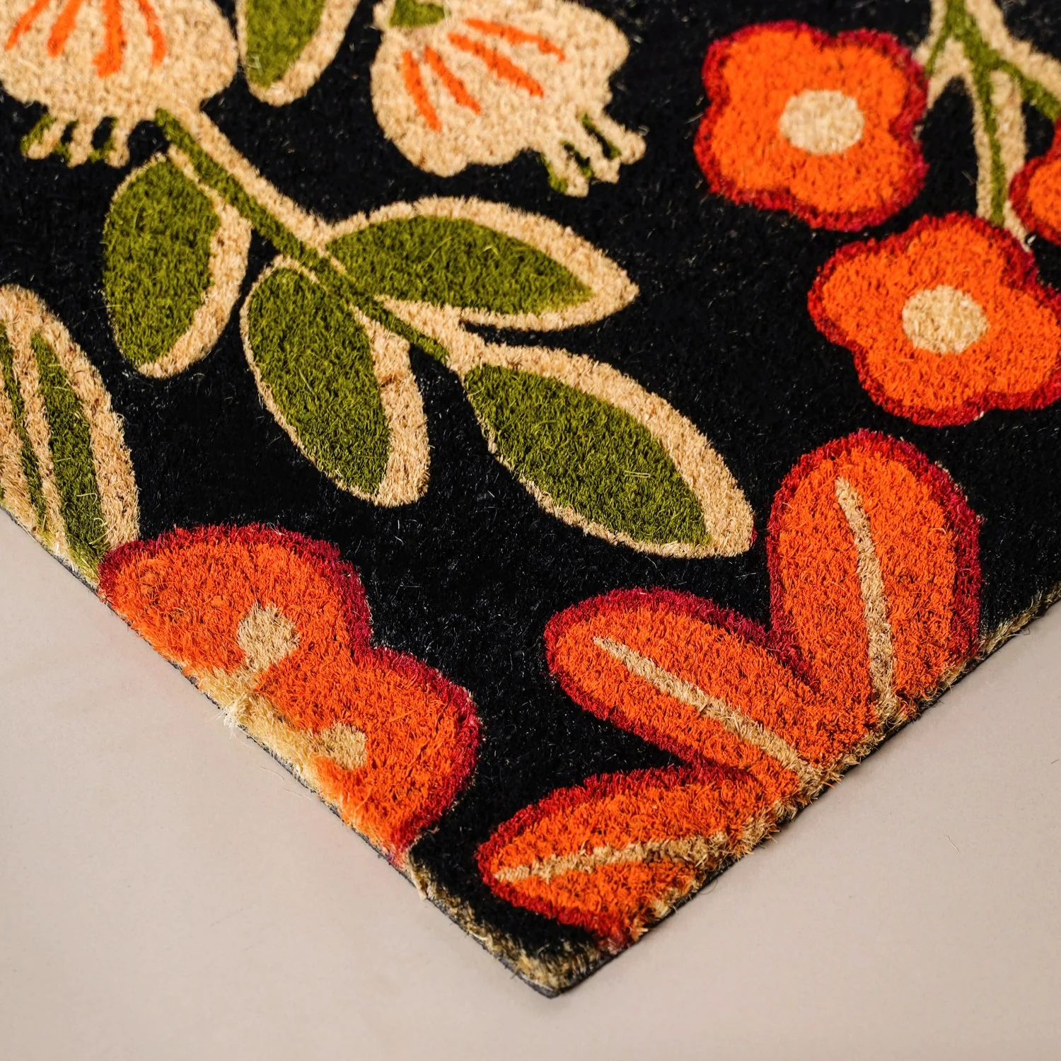 Black Floral Coir Mat 36x24 Inch - Image 3