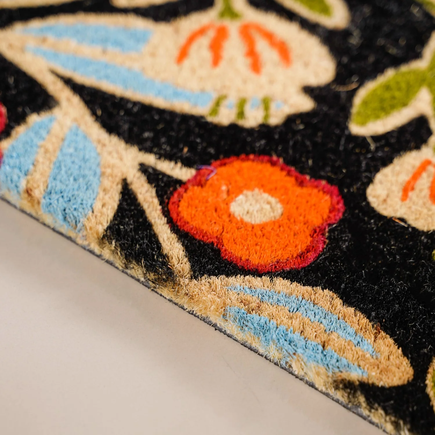 Black Floral Coir Mat 36x24 Inch - Image 6