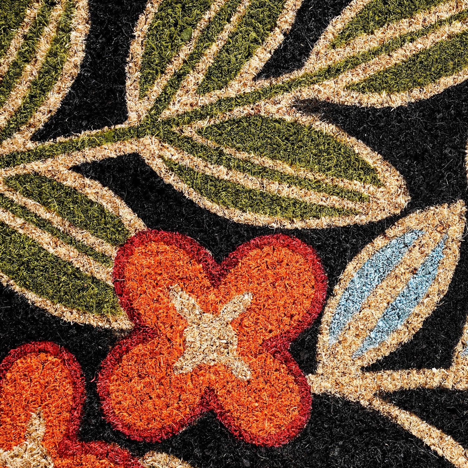Black Floral Coir Mat 36x24 Inch - Image 7