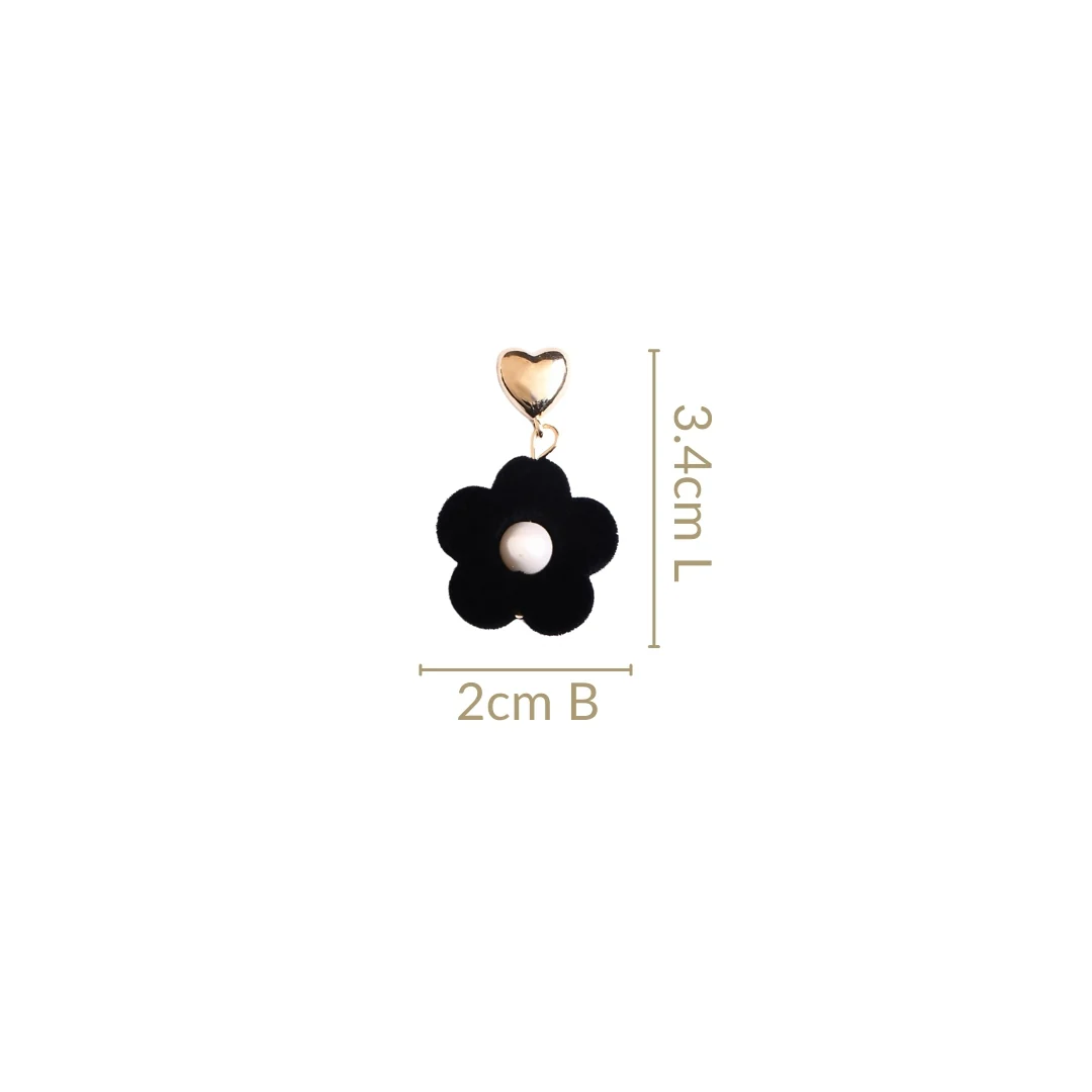 Black Flower Pearl Danglers - Image 3