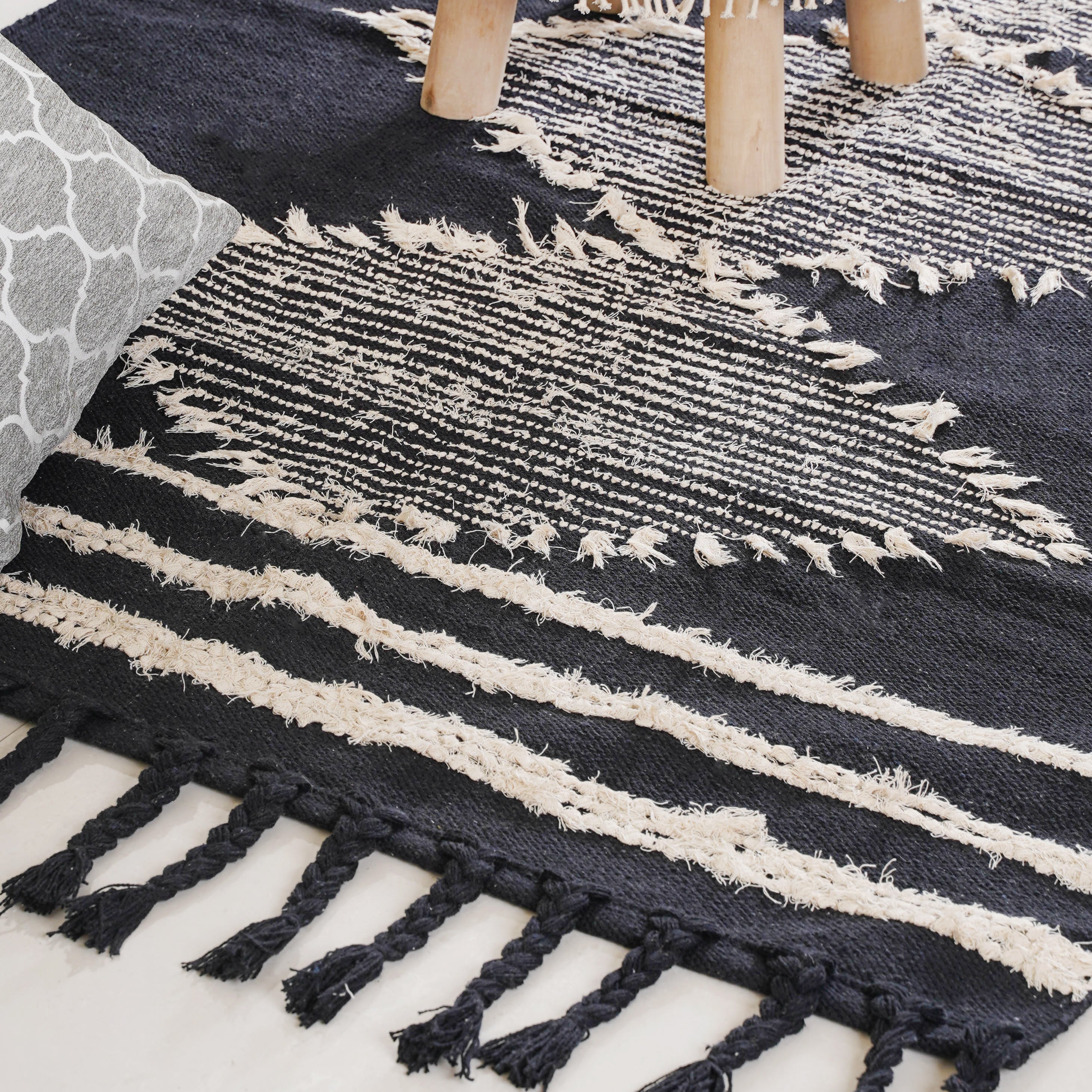 Black Handwoven Carpet for Living Room - Image 14