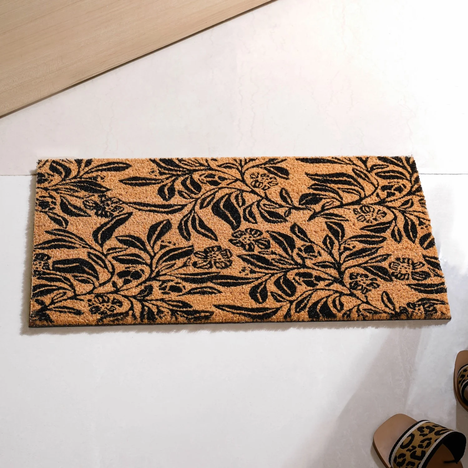 Black Magnolias Printed Coir Floor Mat 24x16 Inch - Image 2
