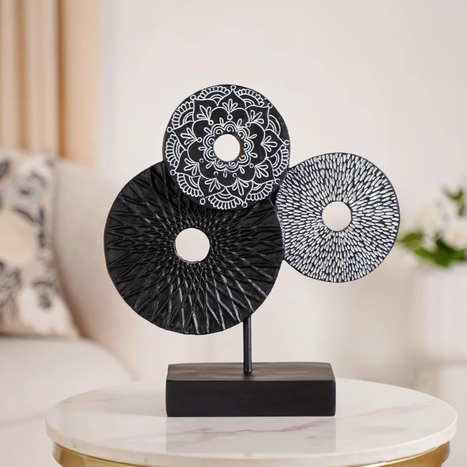 Black Mandala Trio Showpiece - Image 3