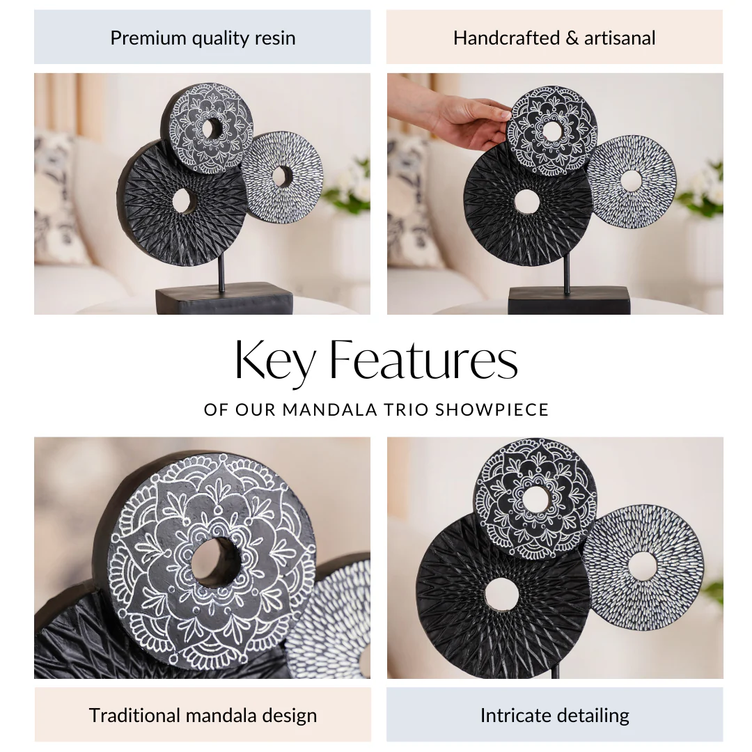 Black Mandala Trio Showpiece - Image 4
