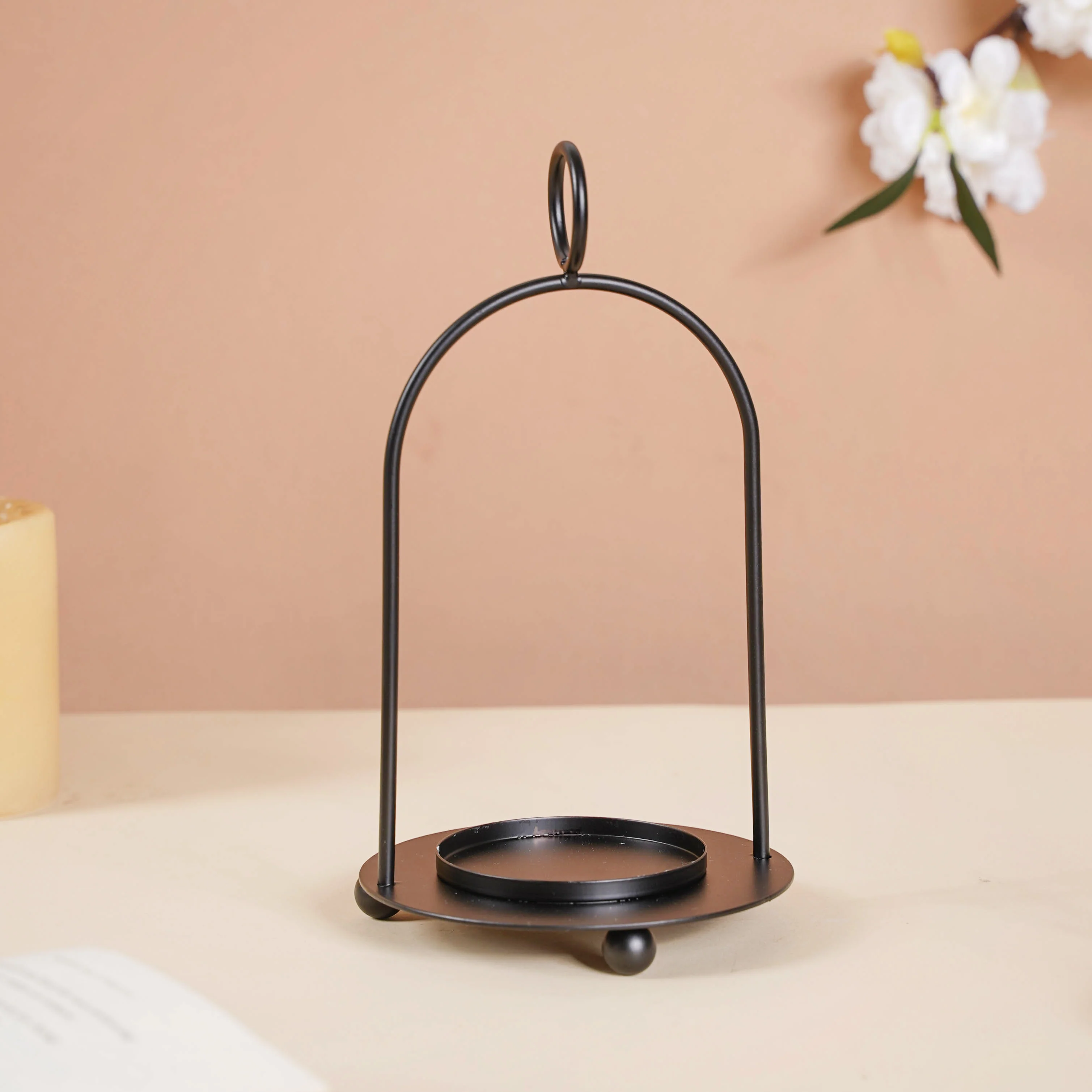 Black Metal Candle Stand Set of 2 - Image 5