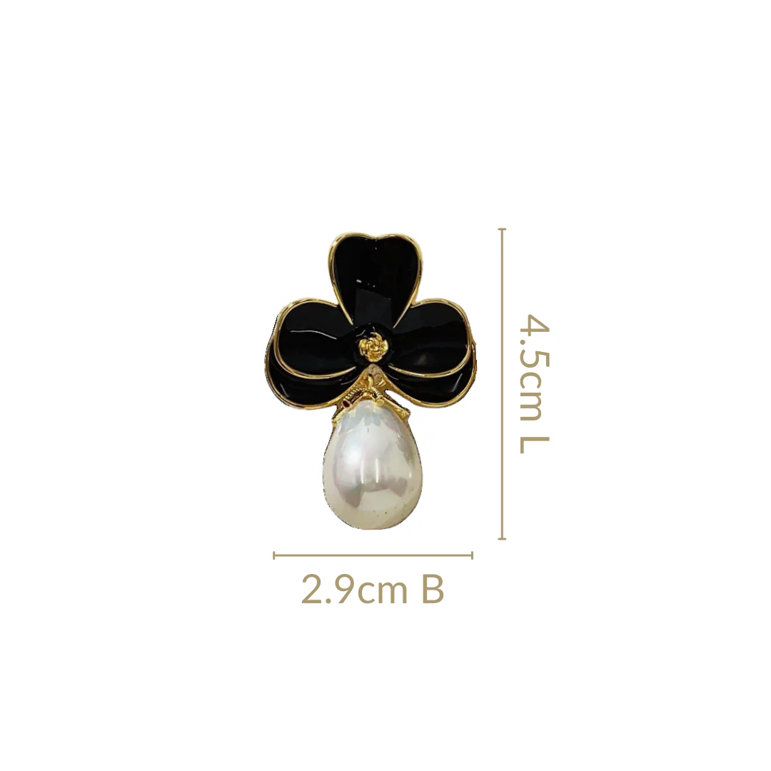 Black Pearl Drop Earrings - Image 3