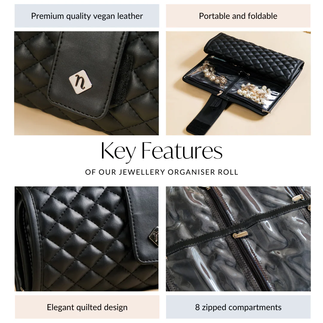 Black Quilted Jewellery Organiser - Image 7