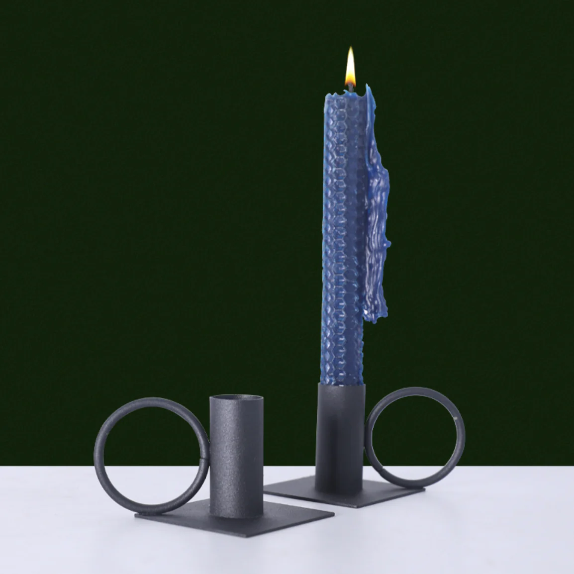 Black Ring Candle Holders Set Of 2 - Image 3