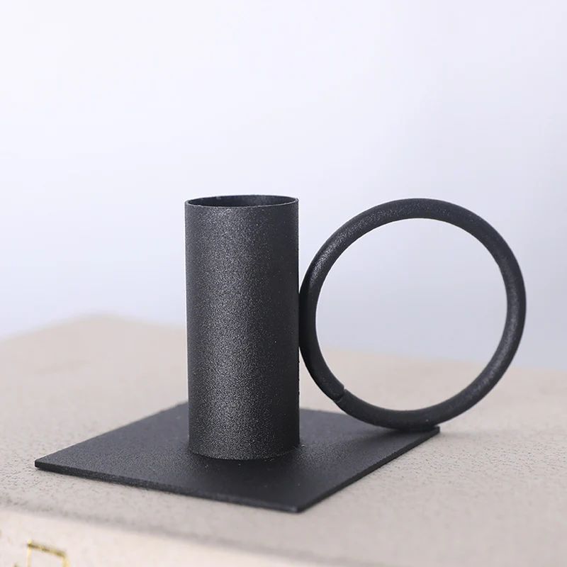 Black Ring Candle Holders Set Of 2 - Image 5