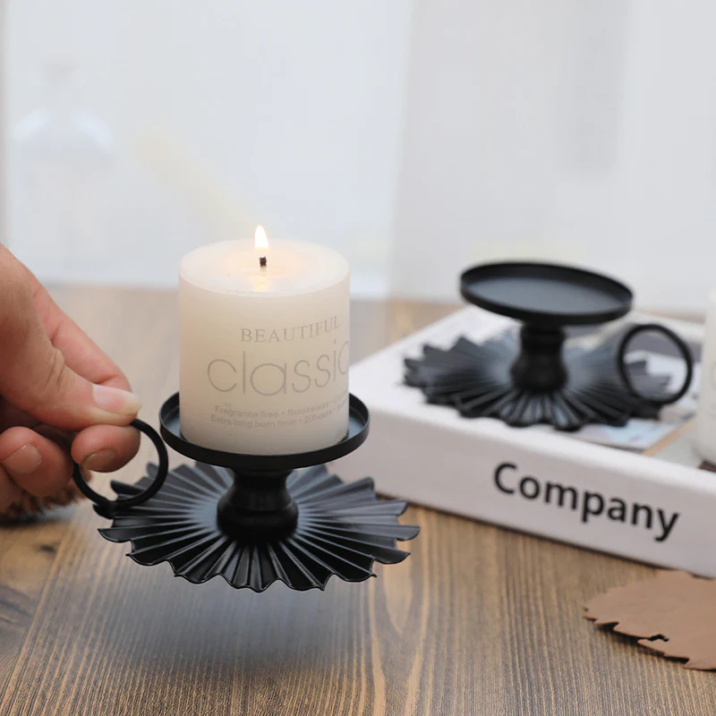 Black Round Candle Stands Set Of 2 - Image 3