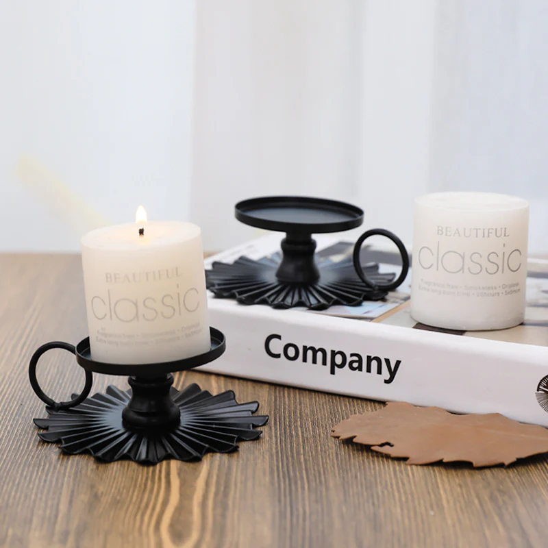 Black Round Candle Stands Set Of 2 - Image 4