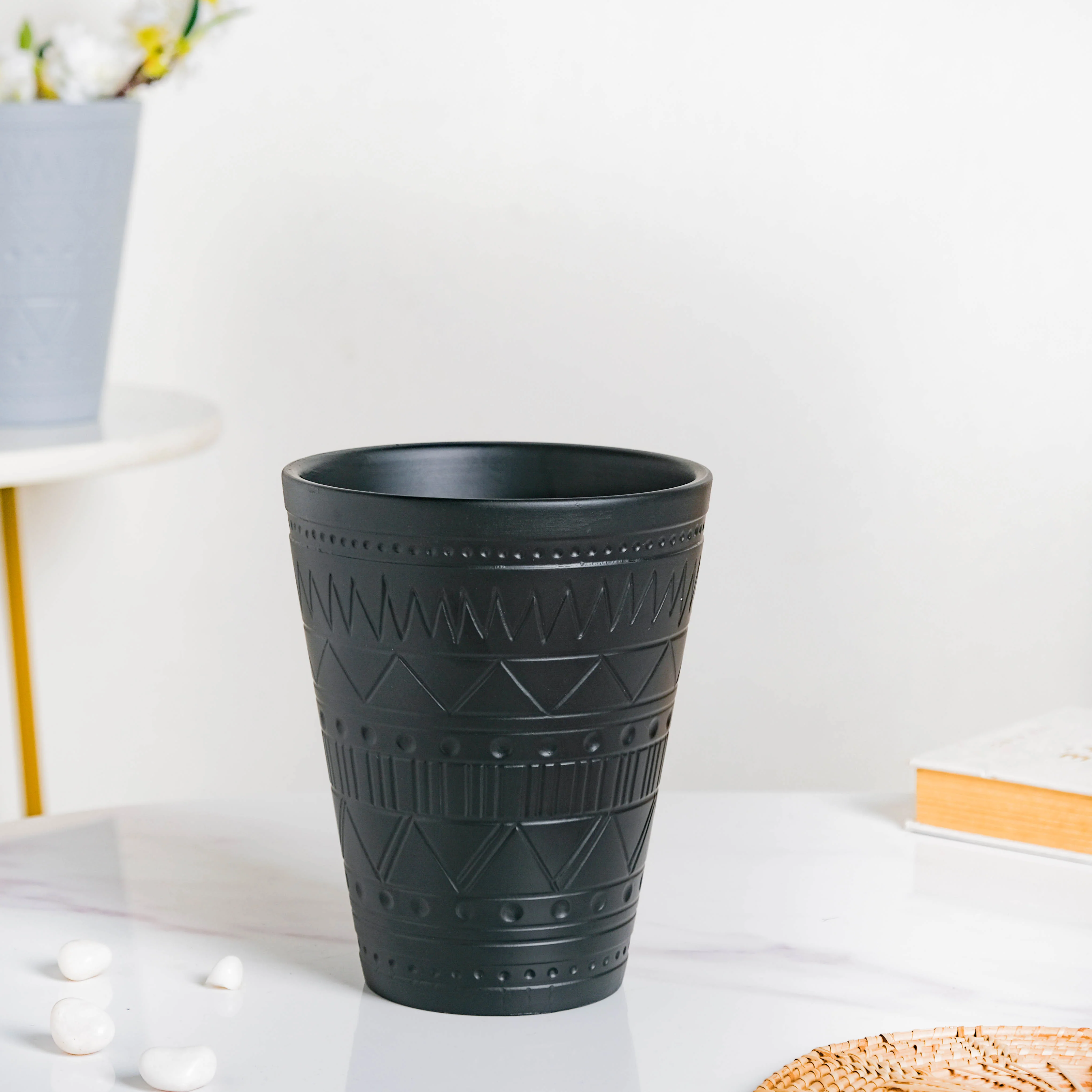 Black Tall Textured Pot - Image 6