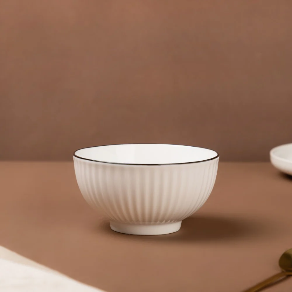 Blanca Blue Rimmed Ribbed Soup Bowl 300ml - Image 3