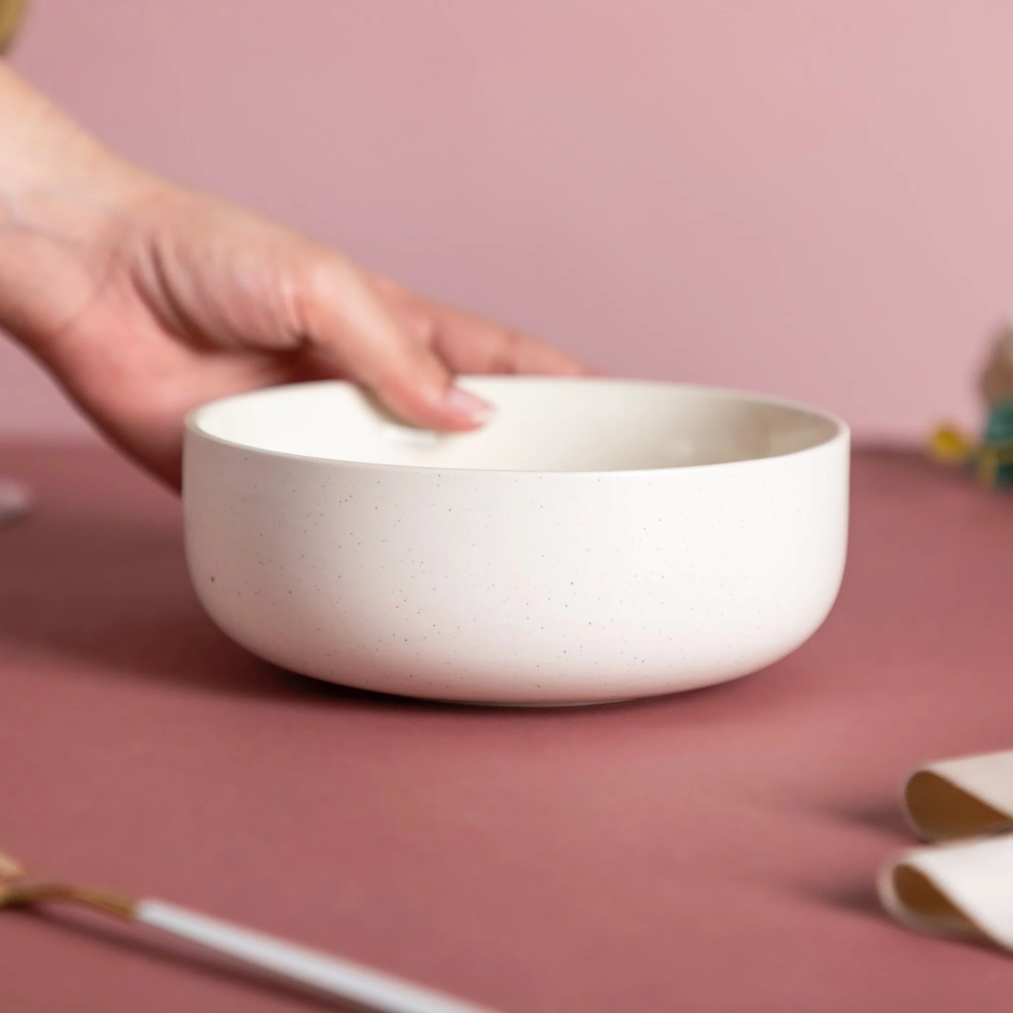 Blanca White Speckled Bowl 600ml - Image 2