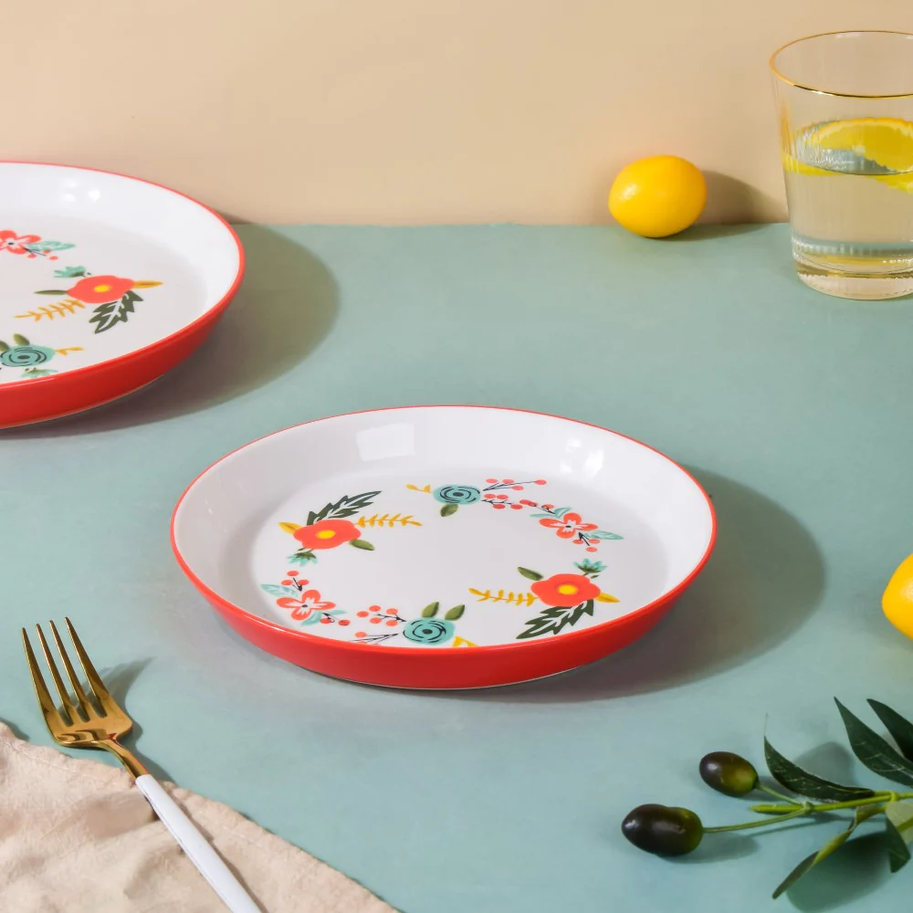 Bloom Ceramic Snack Plate Red 8 Inch - Image 6