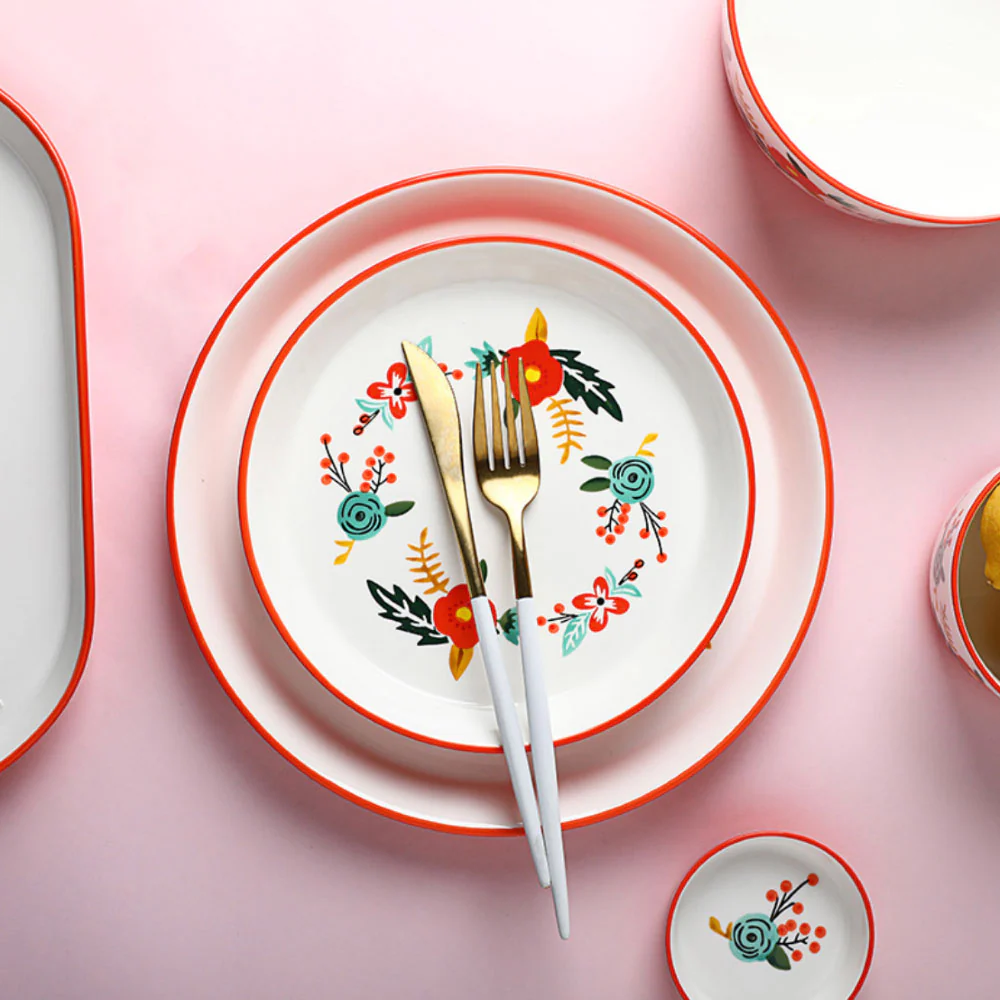Bloom Ceramic Snack Plate Red 8 Inch - Image 8