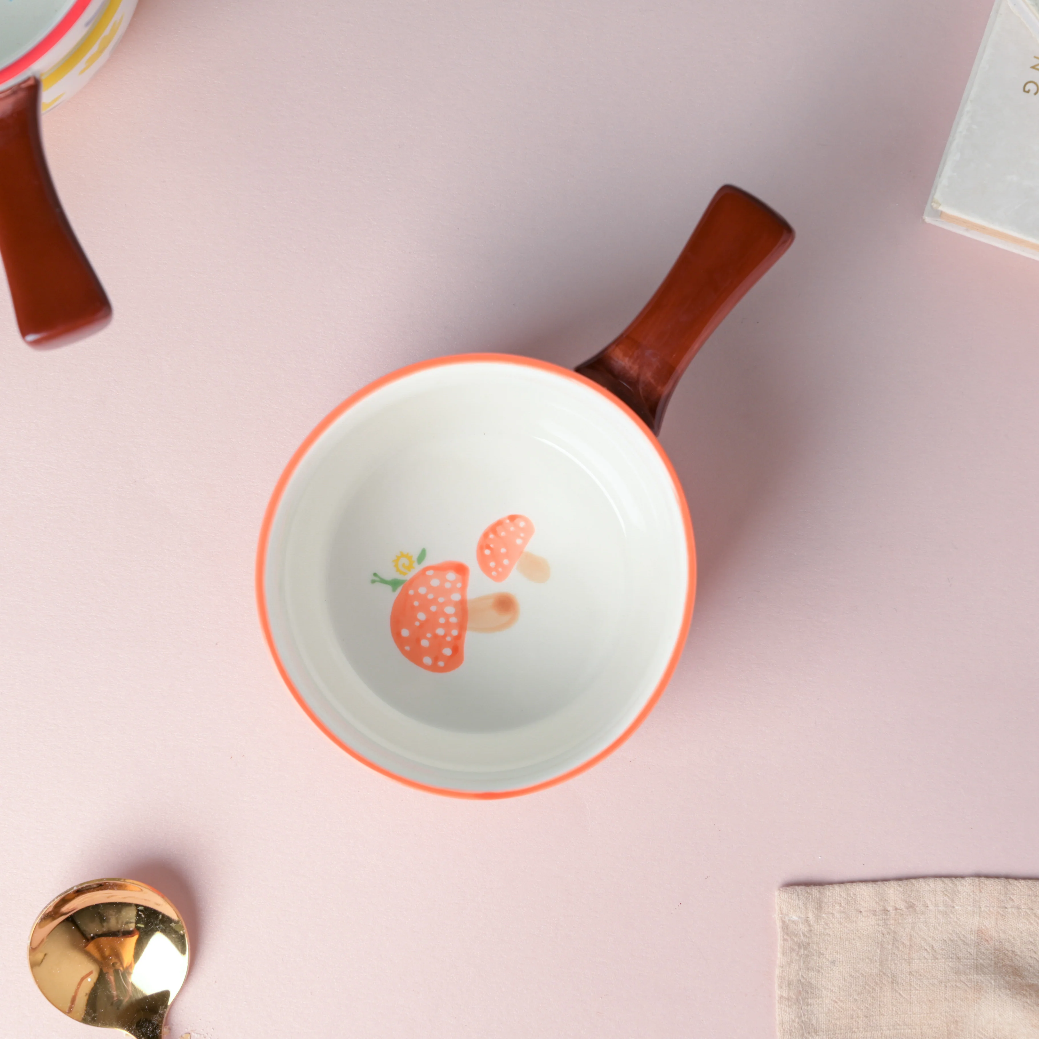 Bloom Orange Ceramic Pot With Handle - Image 4