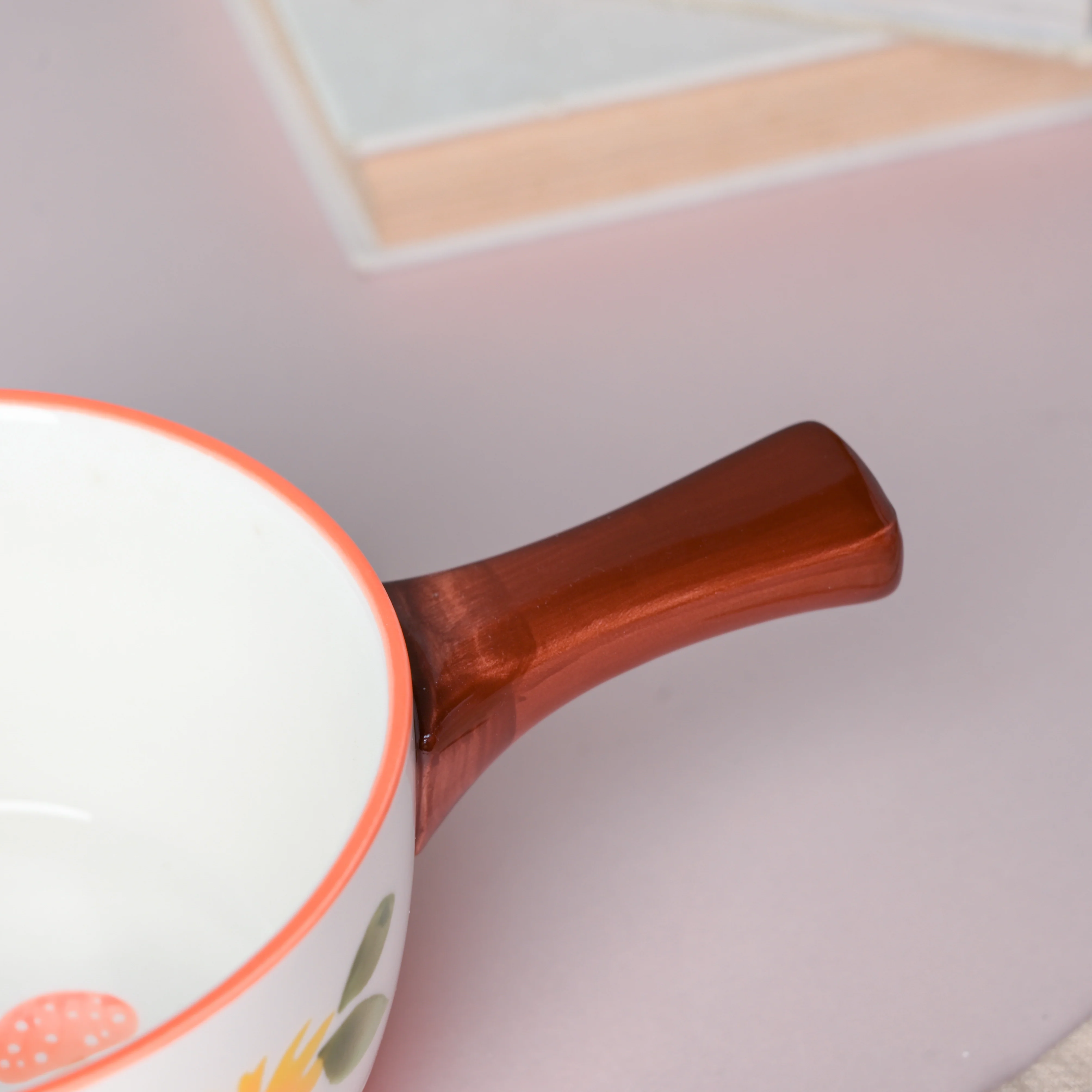 Bloom Orange Ceramic Pot With Handle - Image 6