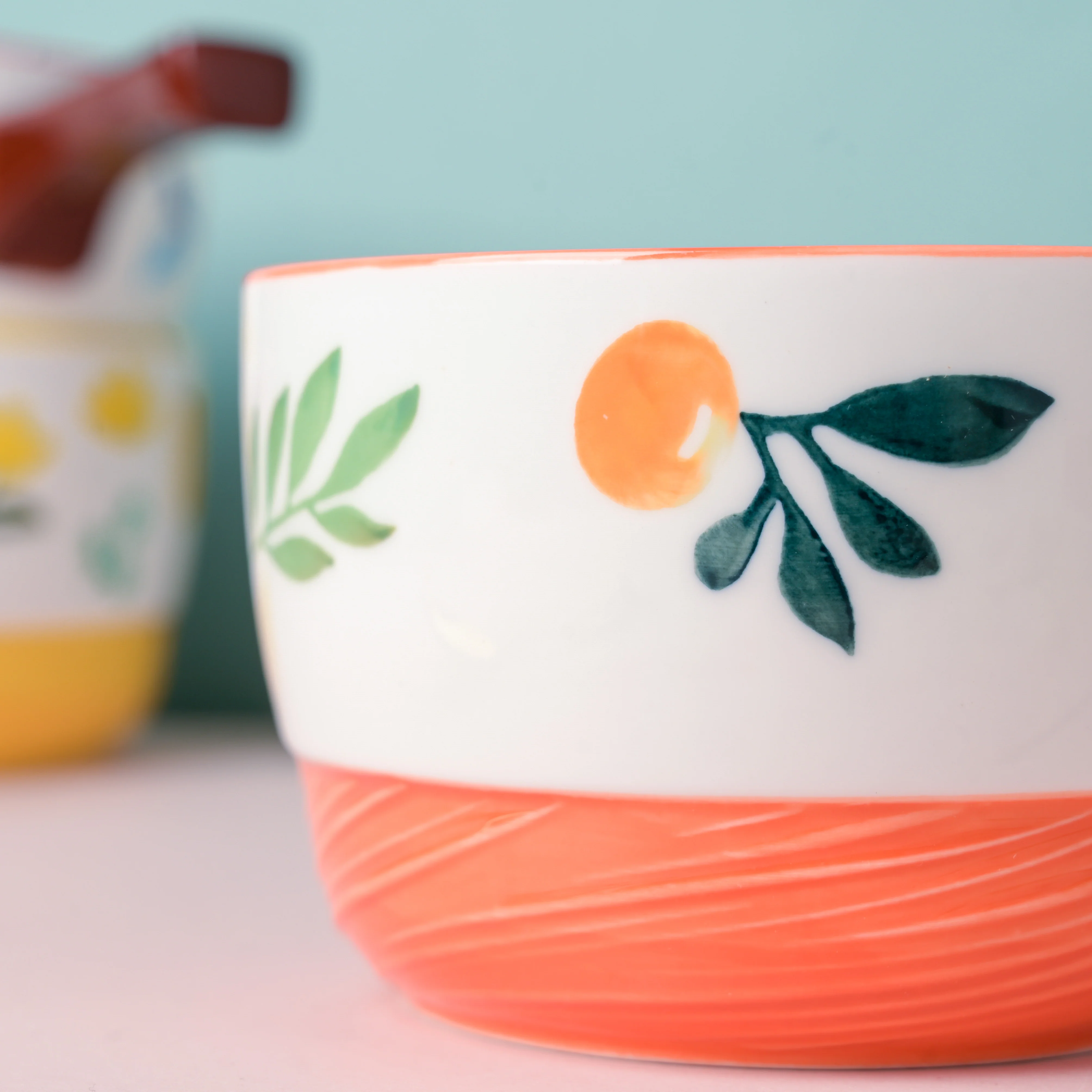 Bloom Orange Ceramic Pot With Handle - Image 7