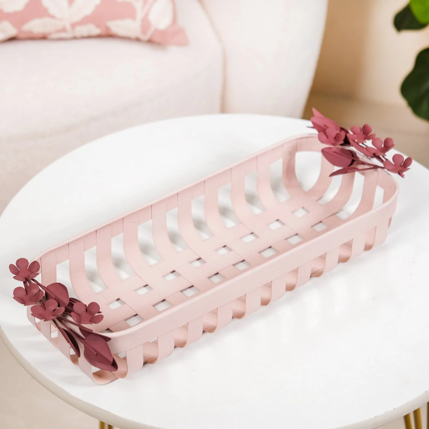Bloom Pink Metal Decorative Tray 14x6 Inch - Image 8